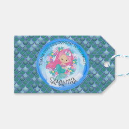 Zeemeerminnenfeest Groen Bedankt Gift Label Cadeaulabel