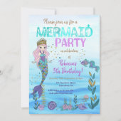 Zeemeerminnenfeest Paarse Blauwgroen glitterverjaa Kaart (Voorkant)