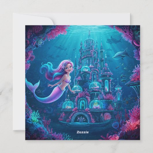 Zeemeerminnenfeest - Verjaardagsuitnodiging Feestdagenkaart (Achterkant)