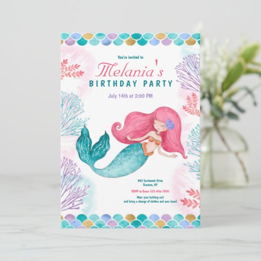 Zeemeerminnenfeestje Kaart (Staand voorkant)