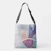 Zeemeerminnenschilderij onder het Zee Crossbody Tas (Achterkant)