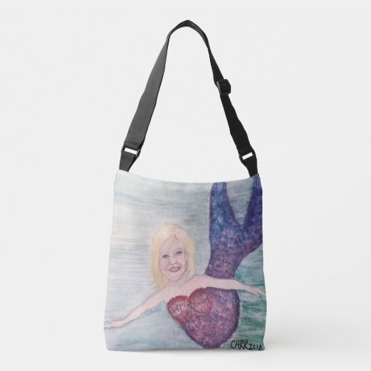 Zeemeerminnenschilderij onder het Zee Crossbody Tas (Voorkant)
