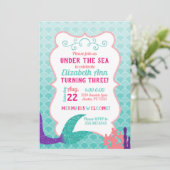 Zeemeerminnenstaart onder het Zee Verjaardagsuitno Kaart (Staand voorkant)
