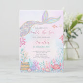 Zeemeerminnenstaart onder het Zee Verjaardagsuitno Kaart (Staand voorkant)