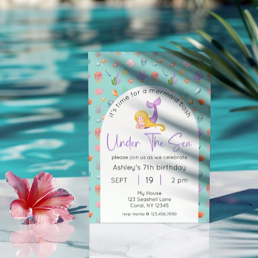 Zeemeerminnenverjaardag onder het Zee Foto Kaart