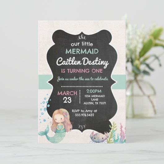 Zeemeerminnenverjaardag onder het Zee Kaart (Staand voorkant)