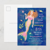 Zeemeerminnenverjaardag onder het Zee Redhead Pool Uitnodiging Briefkaart (Voorkant / Achterkant)