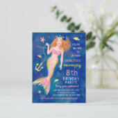 Zeemeerminnenverjaardag onder het Zee Redhead Pool Uitnodiging Briefkaart (Staand voorkant)