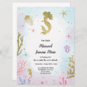 Zeemeerminnenverjaardag op uitnodiging van het zee (Voorkant / Achterkant)