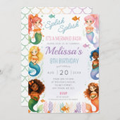 Zeemeerminnenverjaardagsfeest nodigt splash bash u kaart (Voorkant / Achterkant)