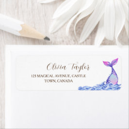 Zeemeerminnenverjaardagsfeest Schattige onder het  Etiket