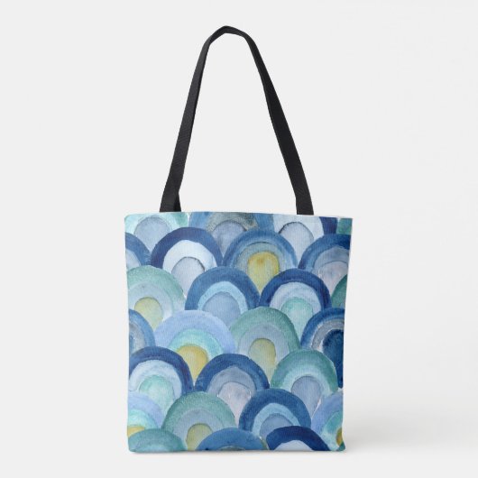 Zeemeerminneschalen en Zeeen glasgolven Tote Bag (Achterkant)