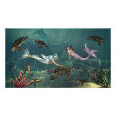 Zeemeerminningen bij schildpad foto afdruk (Voorkant)