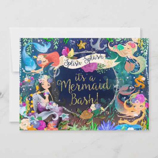 Zeemeerminningen onder het Zee Zeemeermin Bash Bir Kaart (Voorkant)