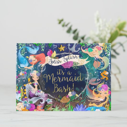 Zeemeerminningen onder het Zee Zeemeermin Bash Bir Kaart (Staand voorkant)