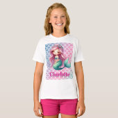 Zeemeerminpatroon aangepaste naam  t-shirt (Voorkant volledig)
