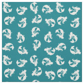 Zeemeerminprintstof Teal Turquoise en Wit Stof (Swatch)