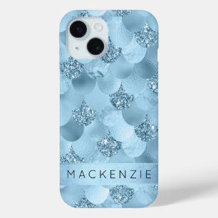 Zeemeerminschaal Dusty Ice Blue Sheen Custom iPhone 15 Case