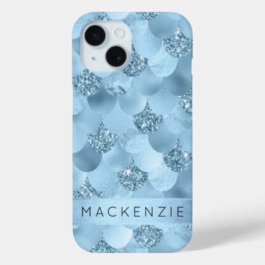 Zeemeerminschaal | Dusty Ice Blue Sheen Custom Case-Mate iPhone Case (Achterkant)
