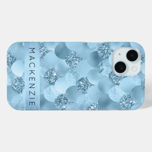 Zeemeerminschaal | Dusty Ice Blue Sheen Custom Case-Mate iPhone Case (Achterkant (horizontaal))