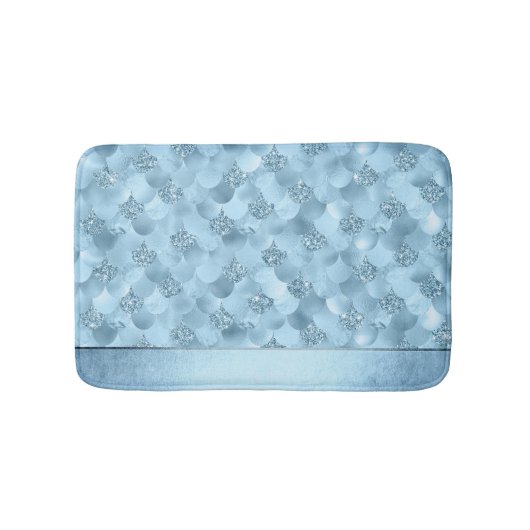 Zeemeerminschaal | Dusty Ice Blue Sheen Luster Badmat (Voorkant)