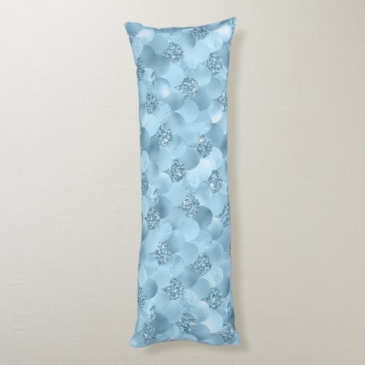 Zeemeerminschaal | Dusty Ice Blue Sheen Luster Lichaamskussen (Achterkant (Verticaal))