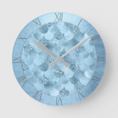 Zeemeerminschaal | Dusty Ice Blue Sheen Luster Ronde Klok (Voorkant)