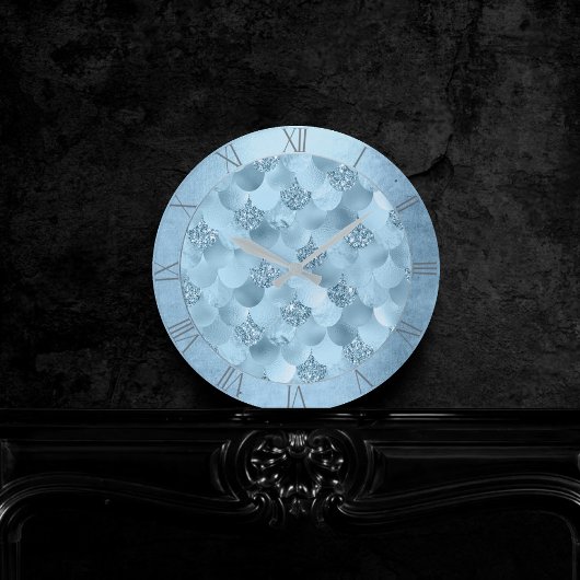 Zeemeerminschaal | Dusty Ice Blue Sheen Luster Ronde Klok