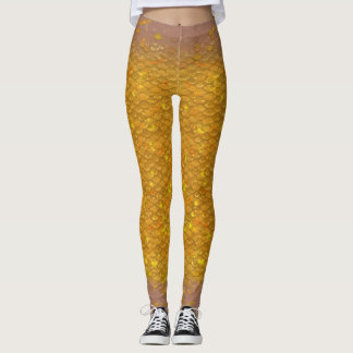 Zeemeerminschaal gemengde taille Leggings Gouden V