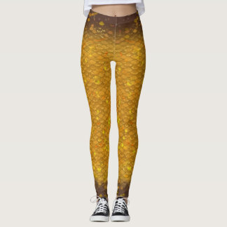 Zeemeerminschaal gemengde taille Leggings Gouden V