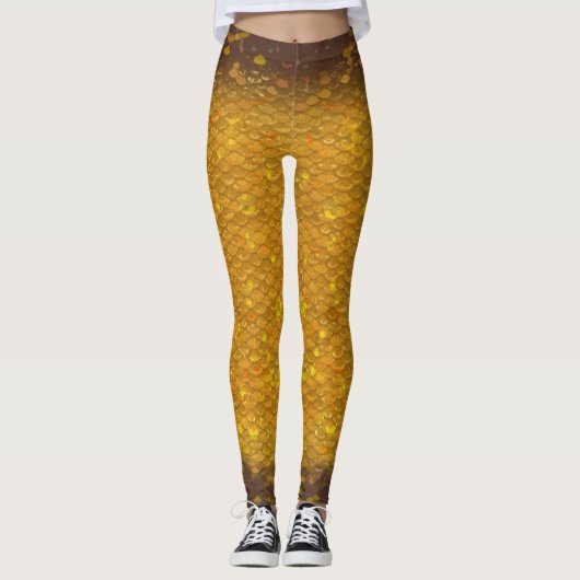 Zeemeerminschaal gemengde taille Leggings Gouden V (Voorkant)