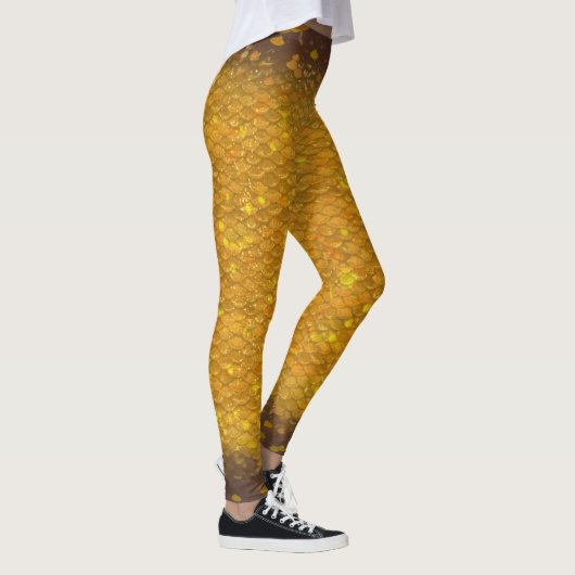 Zeemeerminschaal gemengde taille Leggings Gouden V (Rechts)