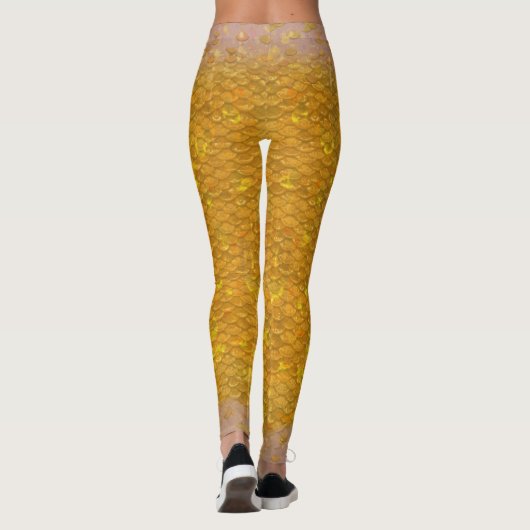Zeemeerminschaal gemengde taille Leggings Gouden V (Achterkant)