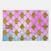 Zeemeerminschaal Patroon Paarse gouden Glitter Ini Theedoek (Horizontaal)