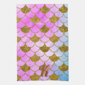 Zeemeerminschaal Patroon Paarse gouden Glitter Ini Theedoek (Verticaal)