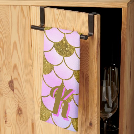 Zeemeerminschaal Patroon Paarse gouden Glitter Ini Theedoek (Derde Gevouwen)