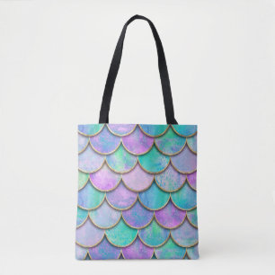 Zeemeerminschalen: waterverf golfpatroon. tote bag