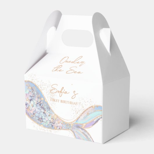 Zeemeerminstaart 1e verjaardag bedankdoosjes (Voorkant Zijde)