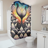 Zeemeerminstaart bij zonsondergang - Ocean Art Douchegordijn (In situ)