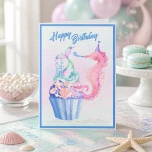 Zeemeerminstaart Cupcake Verjaardagskaart Kaart