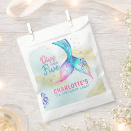 Zeemeerminstaart Glitter Duik in vijf verjaardag Bedankzakje
