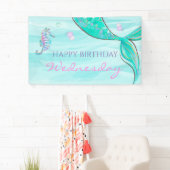 Zeemeerminstaart Onder de Zee Verjaardagsbanner Spandoek (Insitu)