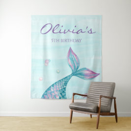 Zeemeerminstaart Onder de Zee Verjaardagsbanner Wandkleed