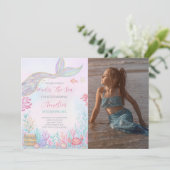 Zeemeerminstaart onder de Zeeen verjaardagsfoto Kaart (Staand voorkant)