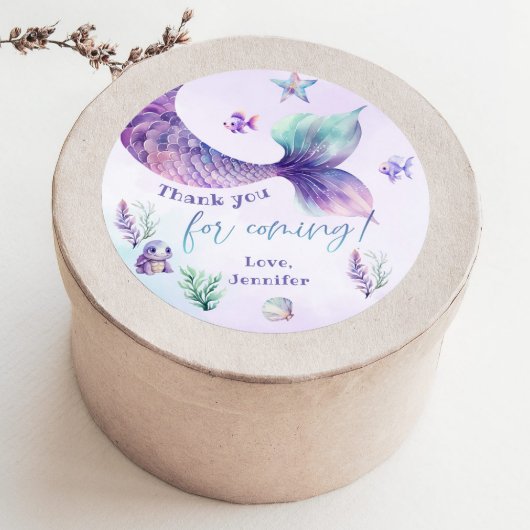 Zeemeerminstaart Onder het zee Bedankt voor uw kom Ronde Sticker