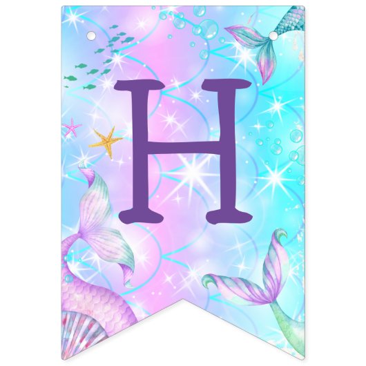 Zeemeerminstaart onder het Zee Happy Birthday Vlaggetjes (Tweede vlag)