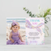 Zeemeerminstaart onder het Zee Verjaardagsfoto Bedankkaart (Staand voorkant)