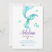 Zeemeerminstaart onder het Zee Waterverf Verjaarda Kaart (Voorkant)