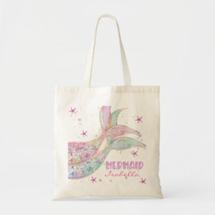 Zeemeerminstaart Roze Groen Goud Glitters Persoonl Tote Bag