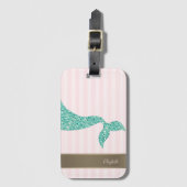 Zeemeerminstaart Roze Strepen Bagagelabel (Voorkant (verticaal))